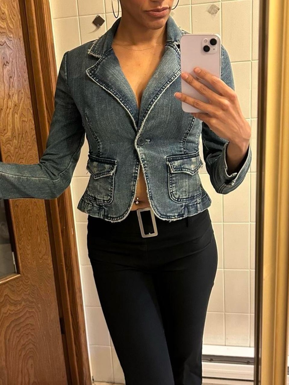 Y2K Fitted Denim Blazer Jacket